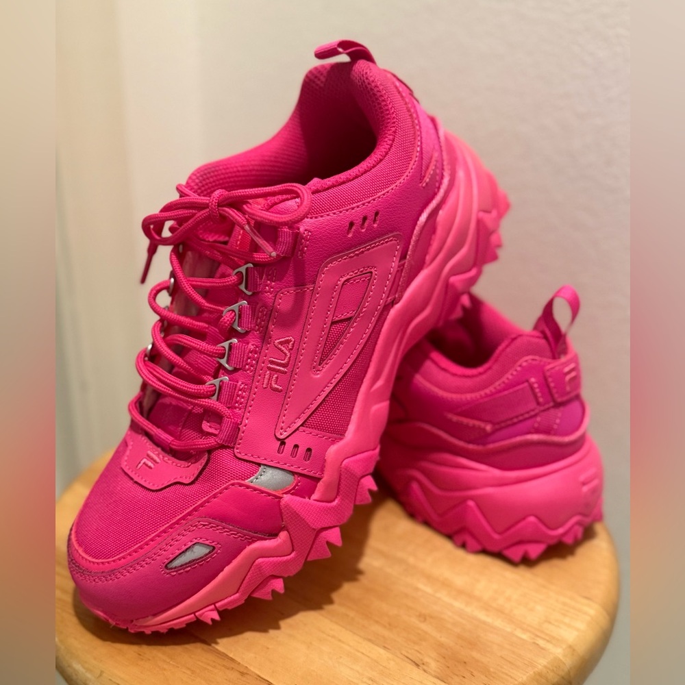 FILA Women’s Disruptor II Premium Sneakers – Hot Pink